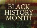 Image of american flag with the text Black History Month in front
